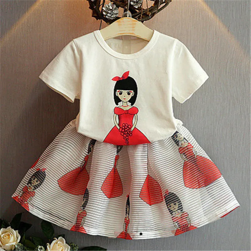 

Girls Clothing Sets Summer 2019 T-shirts + Skirts princess Children Dress Clothes Casual Sport 2pcs Set Kids Teenage Costume