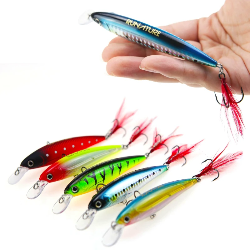 

Rnuature Fishing Minnow Lure Artificial Hard Lure 100mm/12.8g Crankbait Minnow Lure Fishing Wobbler Lure with VMC Hooks