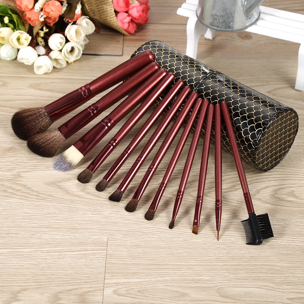 

12 PCS Pro Cosmetic Brush Tool Makeup Brushes Kit Set + Cup Holder Case Balck Full Application Brush Set maquiagem For Women