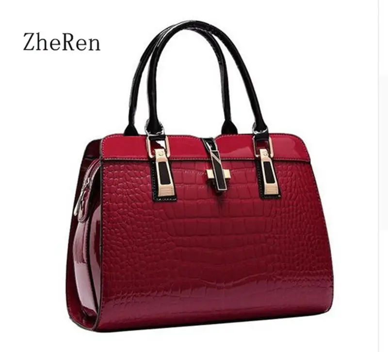 Prix pour Charm en mains Élégant Alligator En Cuir Verni Femmes Sac À Main de Grandes Femmes D'épaule Sacs Croix Verrouillage Design Dame Fourre-Tout Sac À Main Prix pour Charm en mains Élégant Alligator En Cuir Verni Femmes Sac À Main de Grandes Femmes D'épaule Sacs Croix Verrouillage Design Dame Fourre-Tout Sac À Main