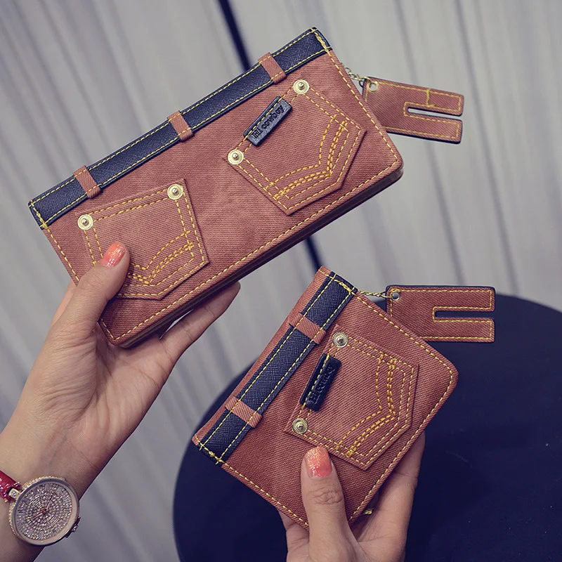 

Lovely Cute Denim Pattern Women Female Long Wallet Fashion Student Zipper Coin Purse Clutch Bag Credit Bank ID Card Case Holder