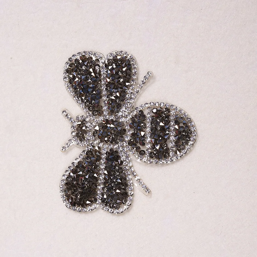 Black Bee Embroidered Patches For Clothes Rhinestone Decor DIY Cute Animal Patches Appliques Clothing T-shirt Cloth Sticker01 (5)