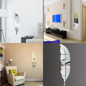 

DIY 3D Feather Plume Mirror Wall Vinyl Decal Sticker Home Room Mural Decor