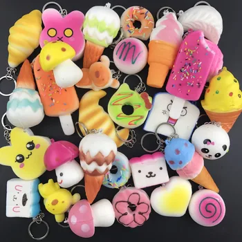

10pcs Cartoon Animal Fruits Squishy Slow Rising Phone Straps Cute Kitten Soft Squeeze Bread Charms Scented Kids Toy