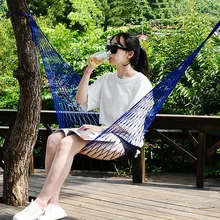 Высококачественный Открытый сетчатый гамак усиленный одиночный нейлоновый Веревочный Гамак качели Досуг легкий сетчатый гамак