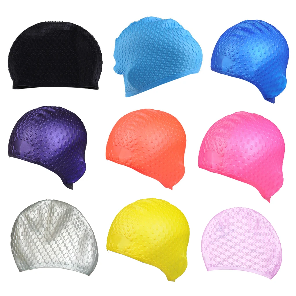 

Unisex Flexible Waterproof Silicone Swimming Cap Adult Waterdrop Design Swim Head Cover Protect Ear Hat