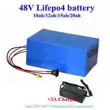 Перезаряжаемый 48v 10ah 12ah 15ah 20ah lifepo4 литиевый аккумулятор BMS 16s для 1000w ebike скутер складной велосипед снегоход+ 3A зарядное устройство