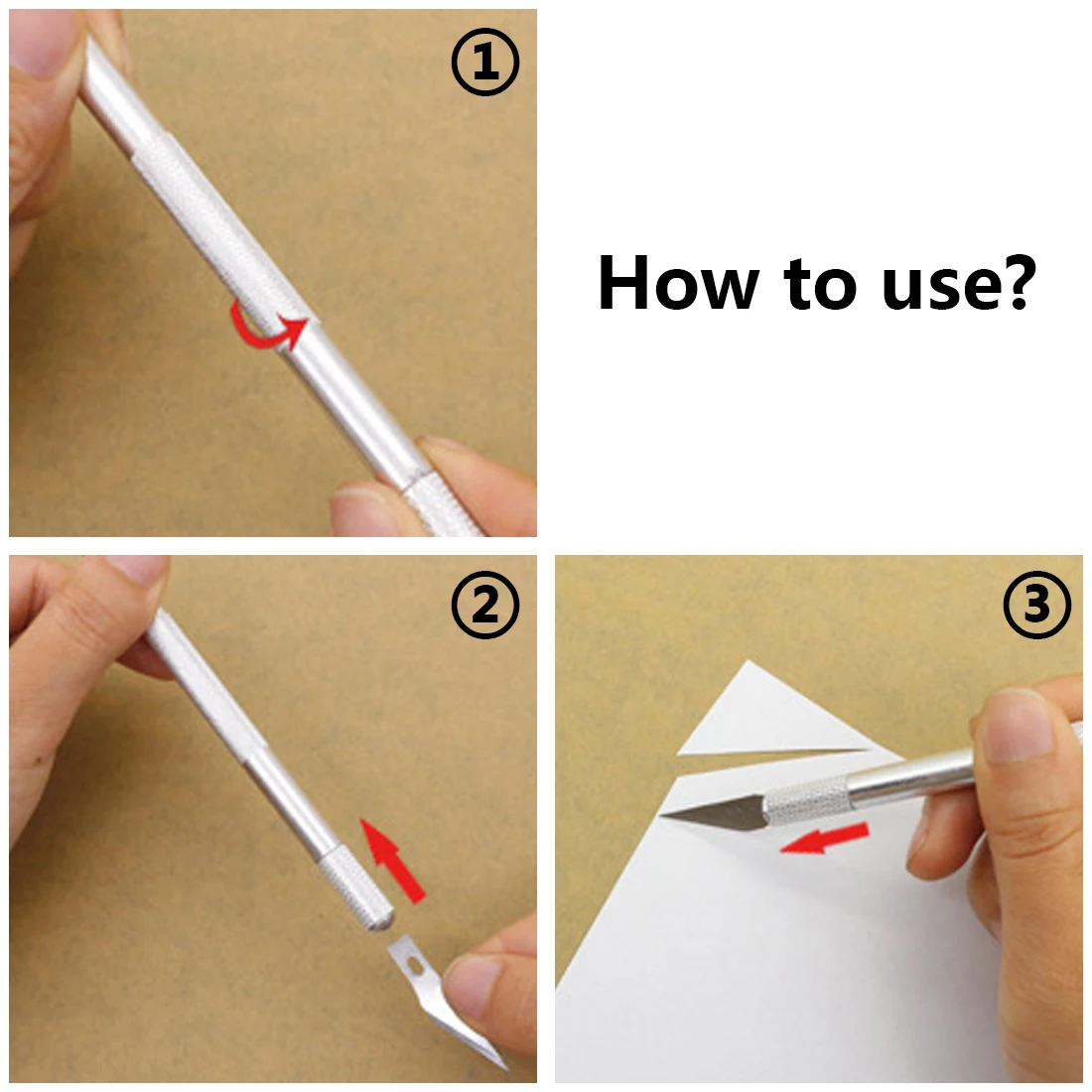 

10pcs Metal Handle Scalpel 9 Blades Knife Wood Paper Cutter Craft Pen Knives Engraving Knife DIY Repair Hand Tools