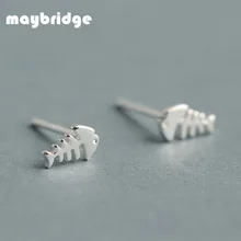 EM062 Преувеличение личность небольшой скелет рыбы мини серьги стержня Для женщин девочек 925 пробы Серебряные ювелирные изделия