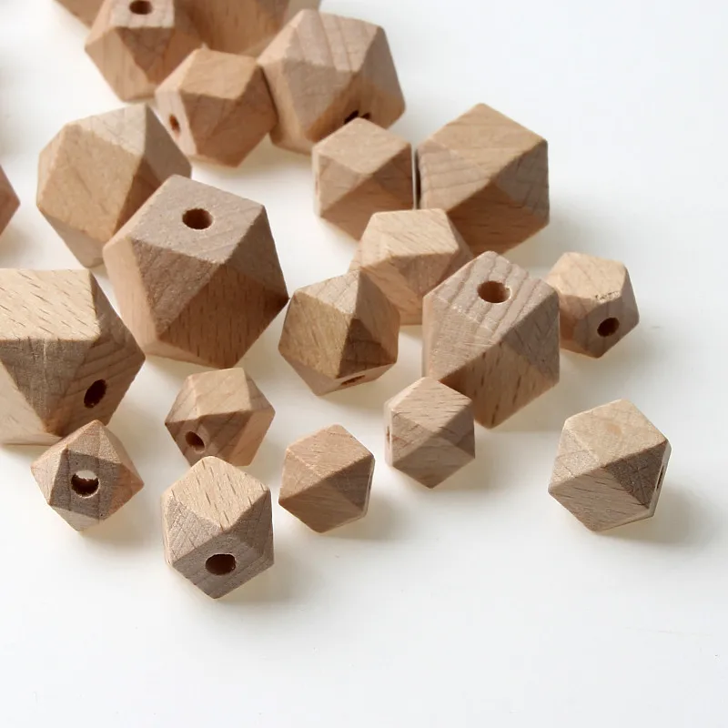 

Pick 10/12/14/16/18/20mm Natural Beech Wood Geometric Unfinished Wooden Spacer Beads Jewelry Making For Baby Smooth Teething