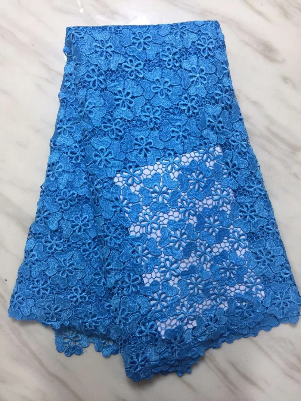 

African lace fabric 5yds/pce dhl water soluble turquoise blue fabrics women party event luxury dresses 2019 new high quality