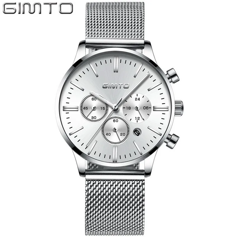 GIMTO модные женские часы сталь серебро золото Спортивные кварцевые женские часы в стиле кэжуал женские наручные часы Relogio Feminino - Цвет: Silver White
