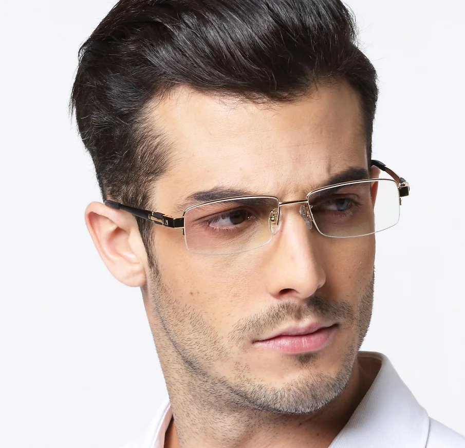 Высокое качество, титановые очки, оправа, Мужские квадратные полуоправы, серебристые, золотые, черные, оружейные очки, Gafas, близорукость, oculos de grau masculino