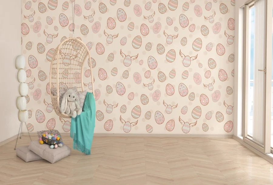 Laeacco Cozy Decor House Happy Easter Day Eggs Pattern Wall Rabbit Floor Baby Photo Backdrop Photography Background Studio | Электроника