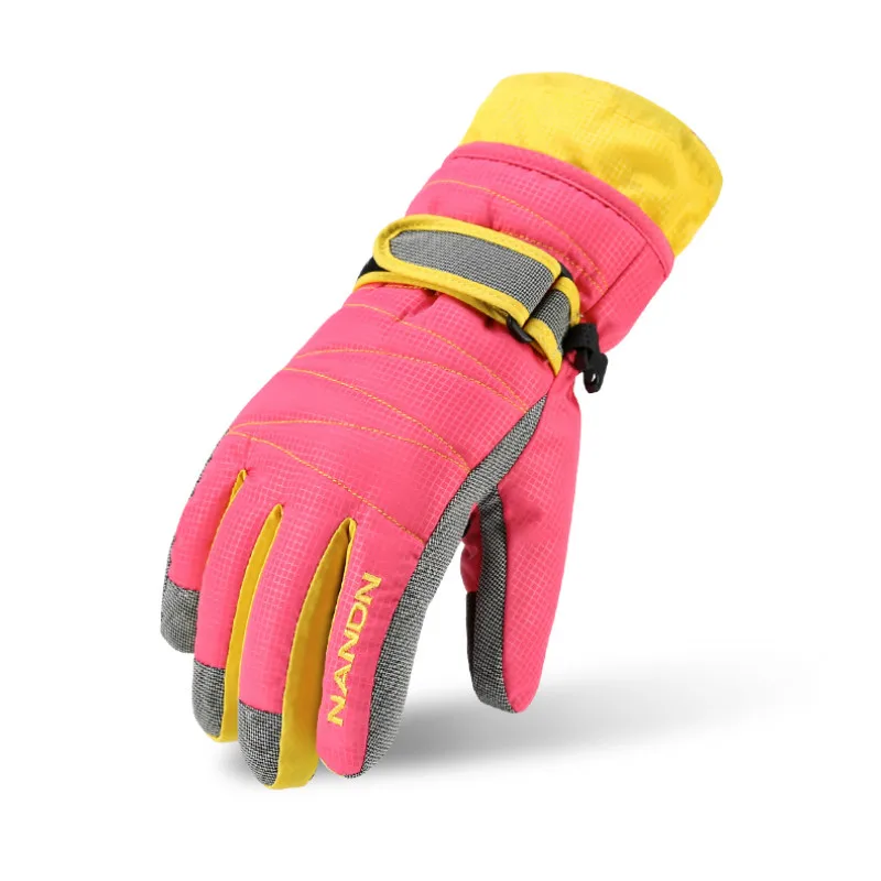 NANDN الشتاء الرياضة في الهواء الطلق تزلج على الجليد الثلج قفاز الكبار الأطفال التزلج قفازات يندبروف للماء ركوب الدافئة القطن قفازات