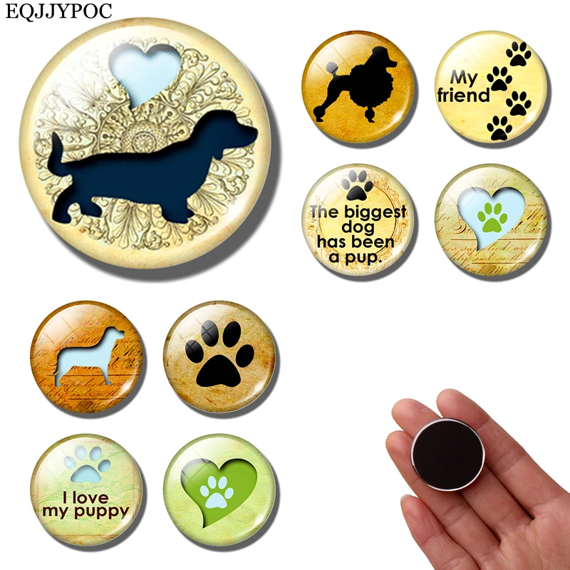 Dog fridge i love puppy Cute refrigerator Stickers 30 MM