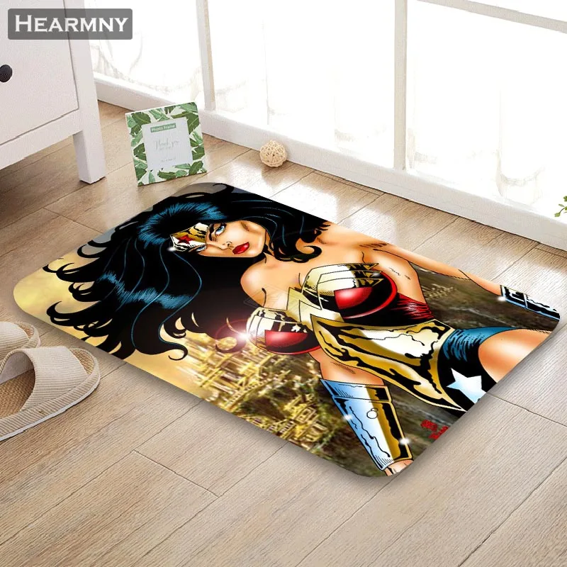 Изготовленный На Заказ Wonder Woman Коврик для пола/ванны/кухни/пляжа фланелевый губчатый материал 3D Печатный лохматый Декор для спальни