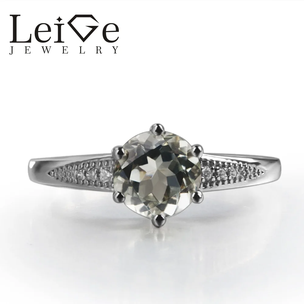 Leige Jewelry Anniversary Rings Natural Green Amethyst Rings Round Cut Gemstone Solid 925 Sterling Silver Promise Ring for Women цена Leige Jewelry Anniversary Rings Natural Green Amethyst Rings Round Cut Gemstone Solid 925 Sterling Silver Promise Ring for Women цены онлайн