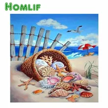 5d diy заказной набор для картин из алмазов eigen foto корзина ракушек полный квадратный стежок Алмазная вышивка мозаика