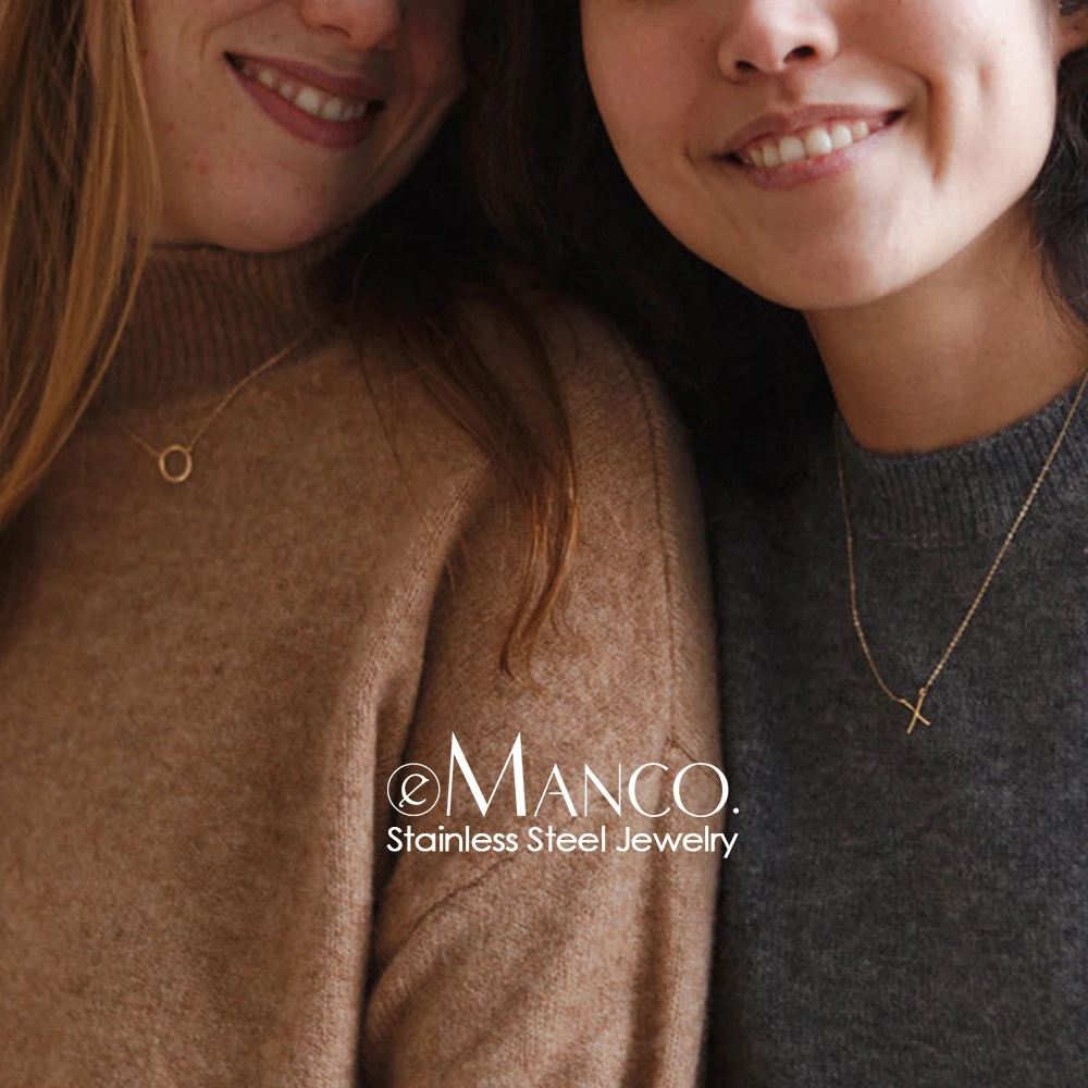 

e-Manco minimalist stainless steel necklace women couples pendant chokers necklaces for women best friend necklace