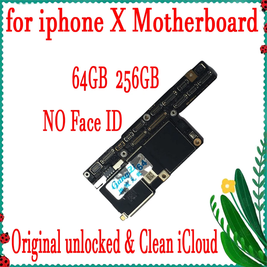 

High Quality Motherboard For iPhone X Without Face ID 100% Unlock Original Mainboard Full Chips IOS System Logic Board