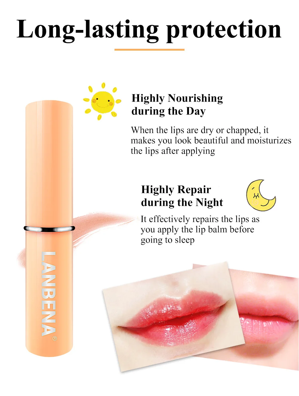 LANBENA Lip Balm Chameleon Lipstick Lip Plumper Lips Mask Moisturizing Nourishing Anti Wrinkle Reduce Fine Line Makeup Lips Care