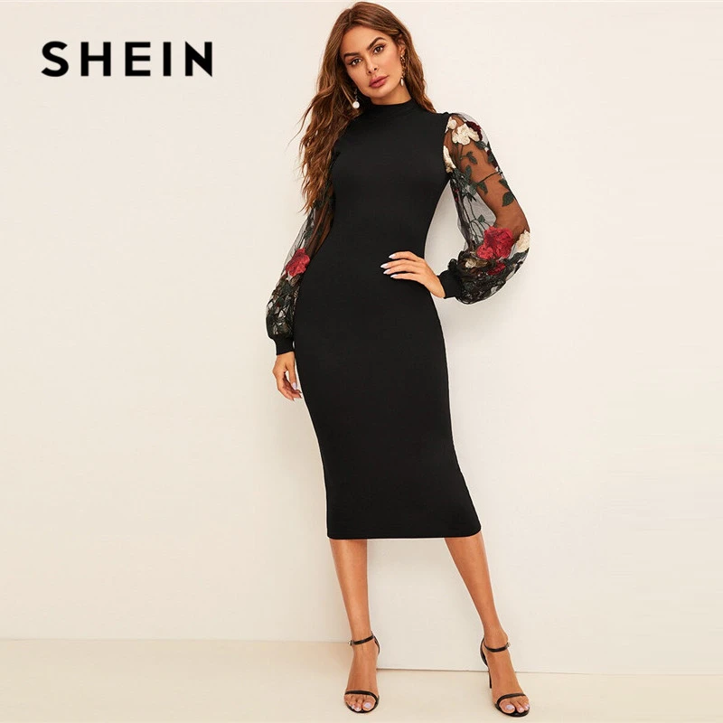 shein flower embroidered dress