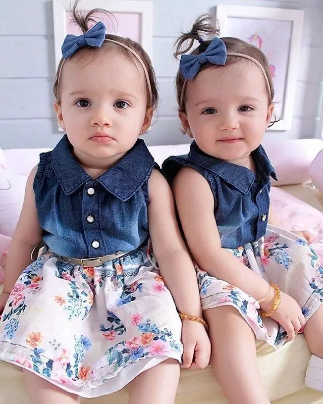 

Summer Princess Floral Jeans Dress Baby Kids Girls Toddler Sleeveless Denim Dress Children Fashion Casual Clothes Dresses
