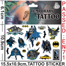 4 шт. бэтмен / batmen бат человек мужчины герой круто водонепроницаемый наклейки татуировки, ну вечеринку праздничные атрибуты детские подарки игрушки юноши дети флеш тату