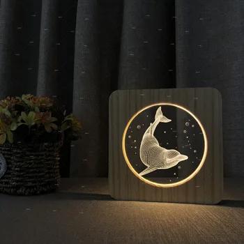 

The dolphins shapes Wooden Acrylic light creative gift ideal to friend lovers lovely decoration for sweet home