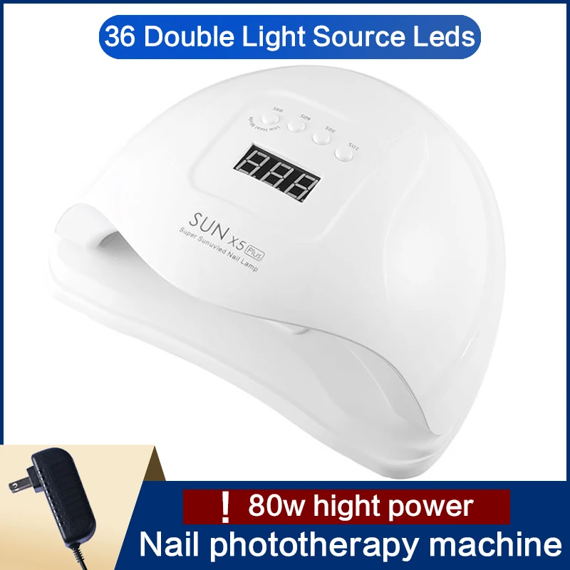 

SUN 5 X Plus LED Lamp 80W Nail Dryer LCD Display 36 LED Nail Dryer Lamp For manicure Gel Polish Auto Sensor Timer uv cabin