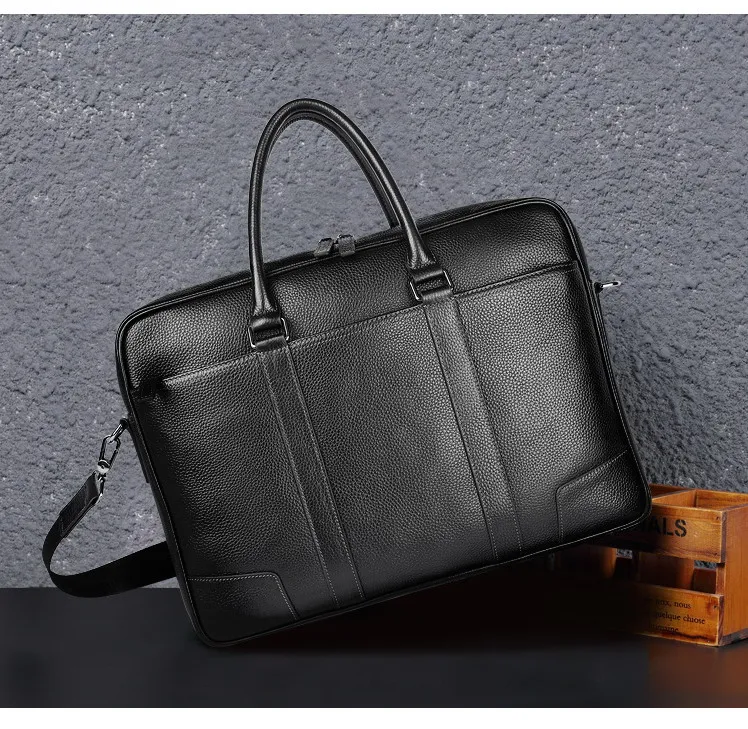 Лидер продаж, брендовая деловая мужская сумка-портфель из натуральной кожи, роскошная кожаная сумка для ноутбука 15,6 дюймов, мужская сумка