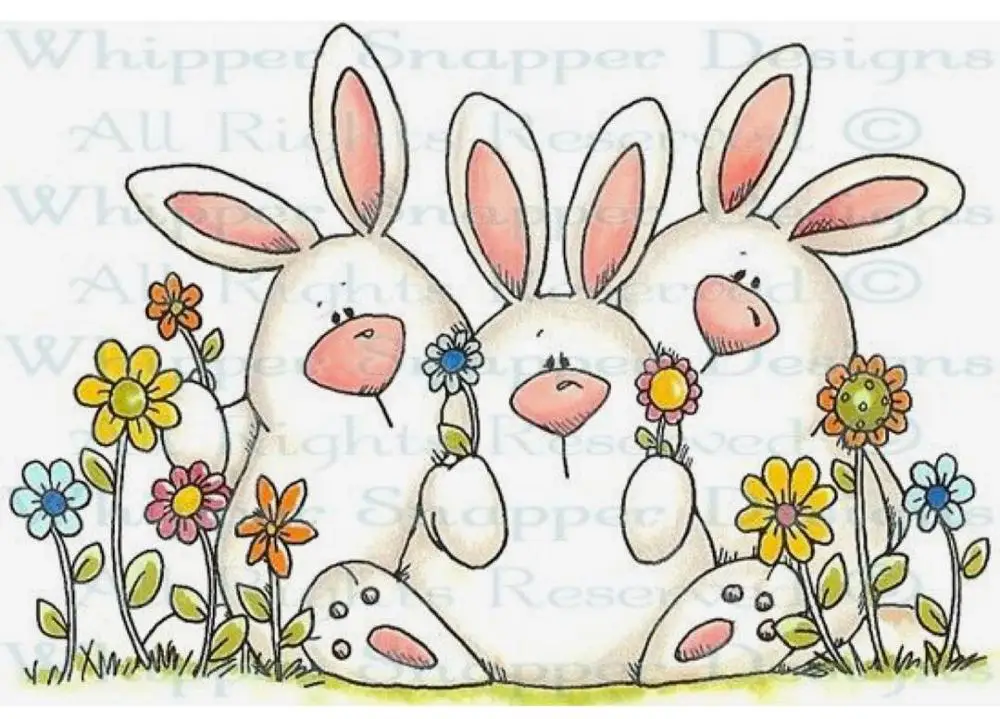 

Three rabbits Stamp And metal die Scrapbooking Alphabet Stamp Embossing Craft Silicone Transparent Stamps