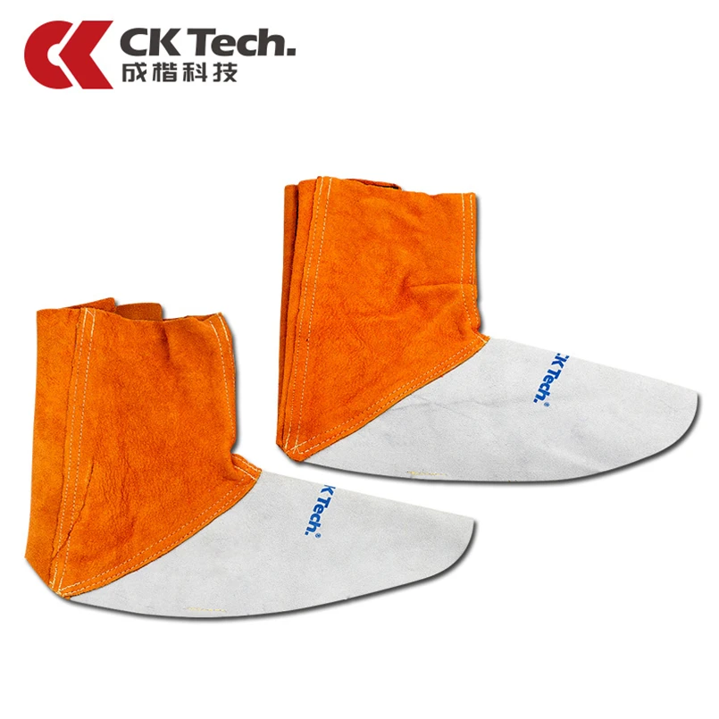 CK Tech. Welding Leather Shoes Cover Flame Resistant Anti-Heat Wear Resistant Workplace Welder's Foots Cowhide Protective Cover