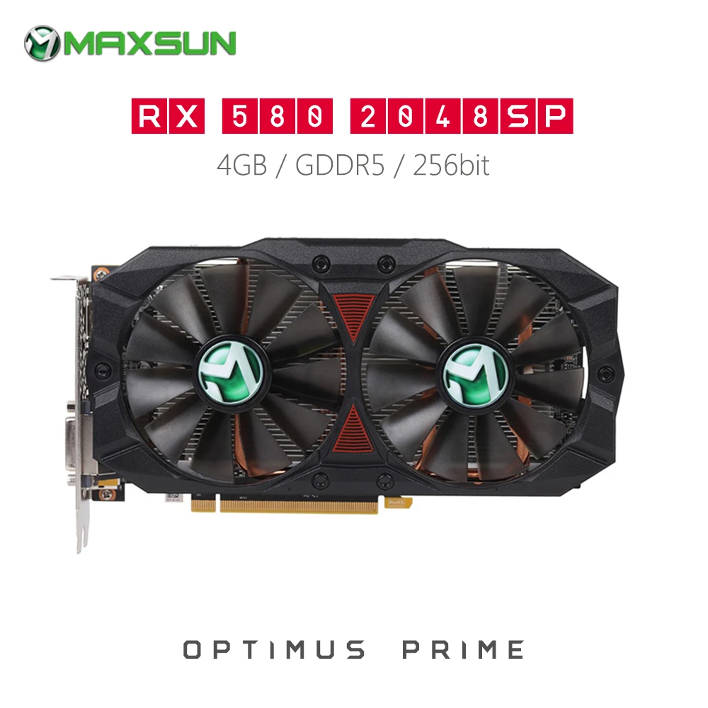 Видеокарта Origianl MAXSUN Radeon RX580 2048SP Plus 4 ГБ для игр GDDR5 карта AMD поддерживает DP HDMI DVI