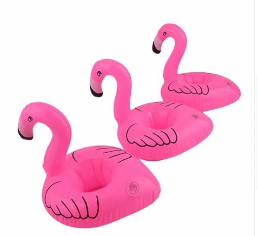 Mini Flamingo Floating Inflatable Drink Can Cell Phone Holder Stand Pool Toys 
