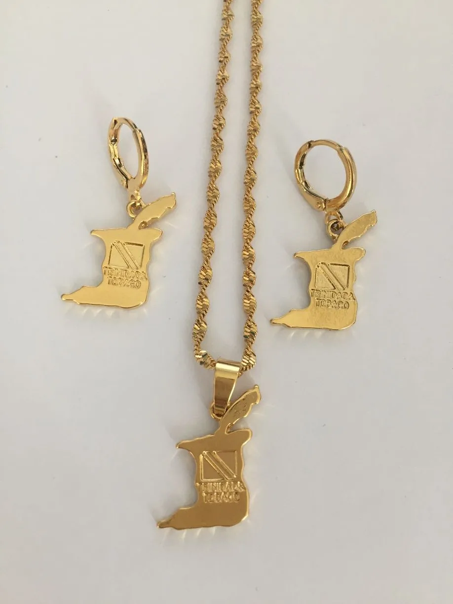 Buy gold color Trinidad and Tobago Map Flag drop