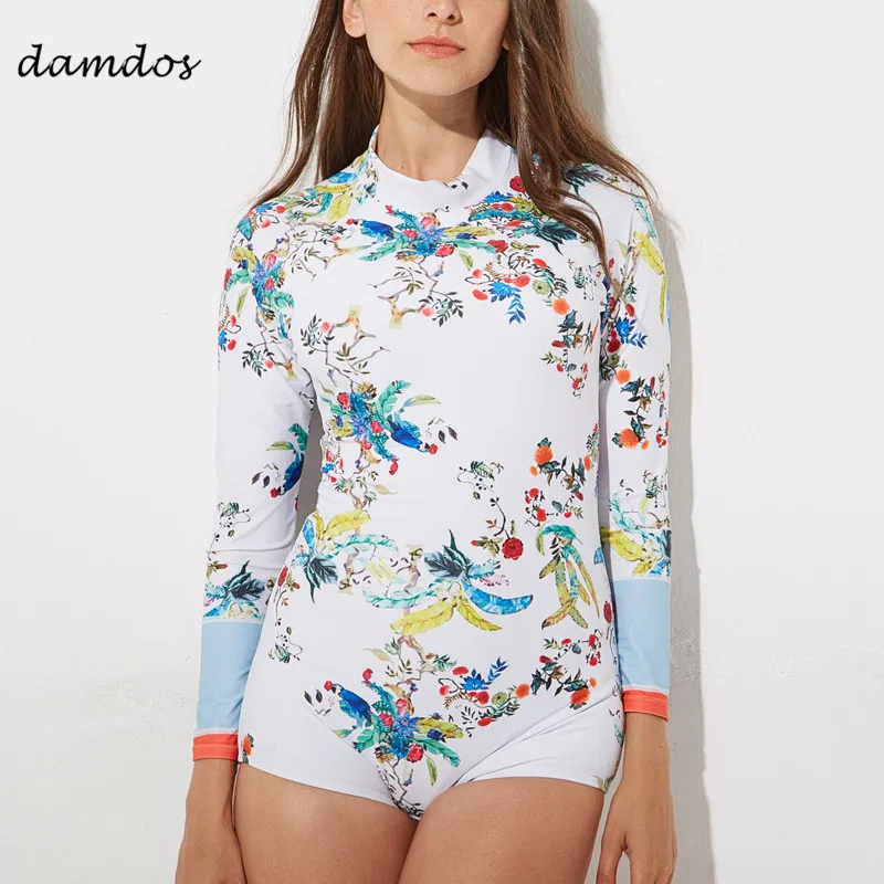 Bikini 2019 Swimsuit Women Swimwear Long Sleeves Beach Dress Bathing Suit Retro Printing Flower Monokini Biquini Women Clothes Bikini 2019 Swimsuit Women Swimwear Long Sleeves Beach Dress Bathing Suit Retro Printing Flower Monokini Biquini Women Clothes