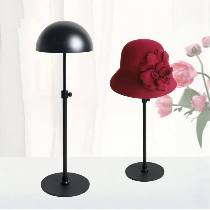 Best 10pcs Black Metal Hat Display Stand Rack Adjustable Hat Holder Cap Wig Exhibition For Boutique Store Free Shipping wen5450