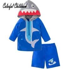 Мальчики Купальники Лето мультфильм Акула Дизайн 2 шт. комплекты купальник для маленьких детей bathingsuit детская одежда пляжные