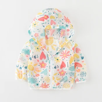 

JN18816 Summer Multicolor Boy Girls Sun UV Protection Coat Kids Rash Guards Hooded Jacket Children Thin Breathable Beach Clothes