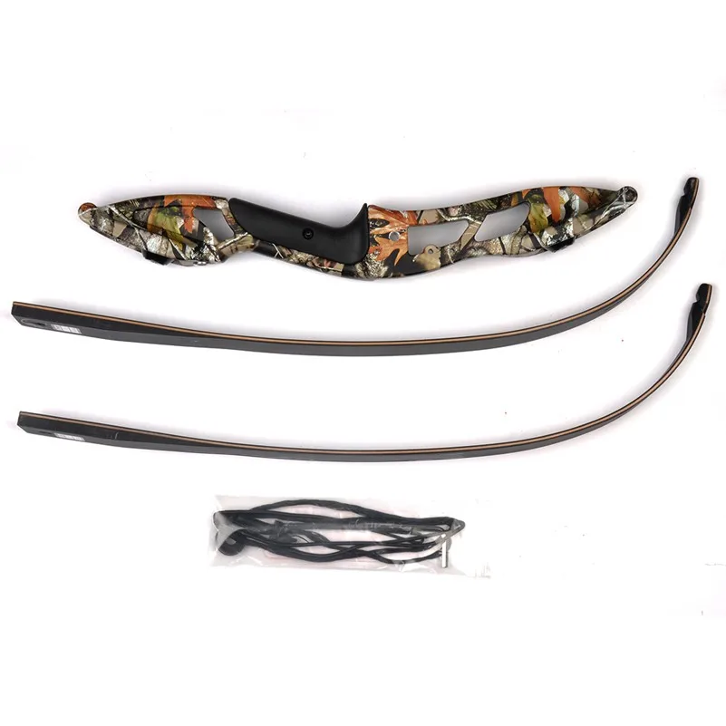 Arco com 17 Arco Recurvo Americano Caça Polegadas Metal Riser Tranditional Longo 3 Cor F179 30-50lbs 56 27 Arco e flecha