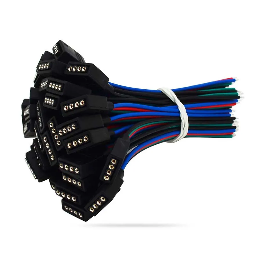 100 шт 10 мм 4 Pin Светодиодный соединительный кабель свет аксессуары цельный провод-удлинитель для SMD 5050 RGB Светодиодные ленты света