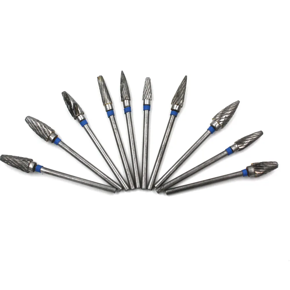 10pcs/pack Steel Tungsten Carbide Burs Dental Lab Polishing Drill