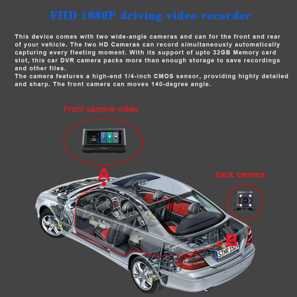 4G " автомобильный монитор Android 5,1 Автомобильный видеорегистратор Bluetooth Full HD 1080P сенсорный экран rom 16 Гб двойной объектив регистратор видеорегистратор WiFi ADAS LDWS