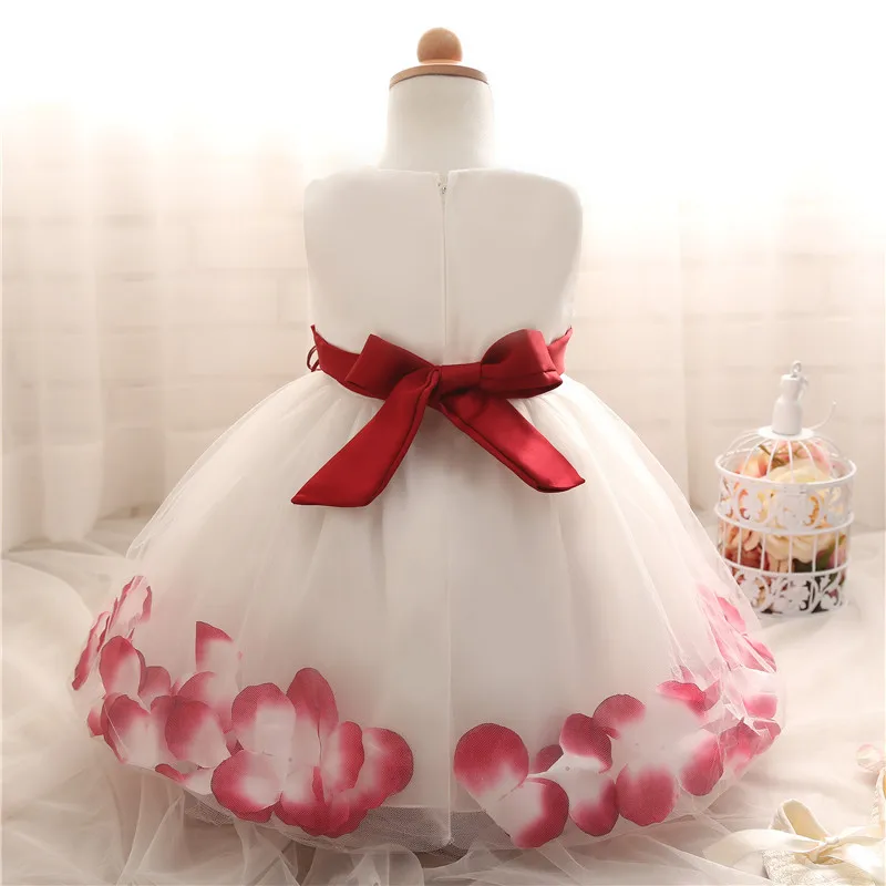 Платье с цветочным узором для маленьких девочек платья для дня рождения для маленьких девочек возрастом от 1 года до 2 лет с цветочным подолом, одежда для крещения новорожденных одежда для малышей