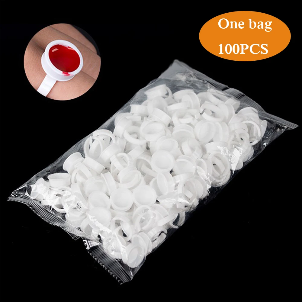 

100Pc Microblading Pigment Glue Rings Tattoo Ink Holder For Semi Permanent makeup Titular de la tinta del tatuaje