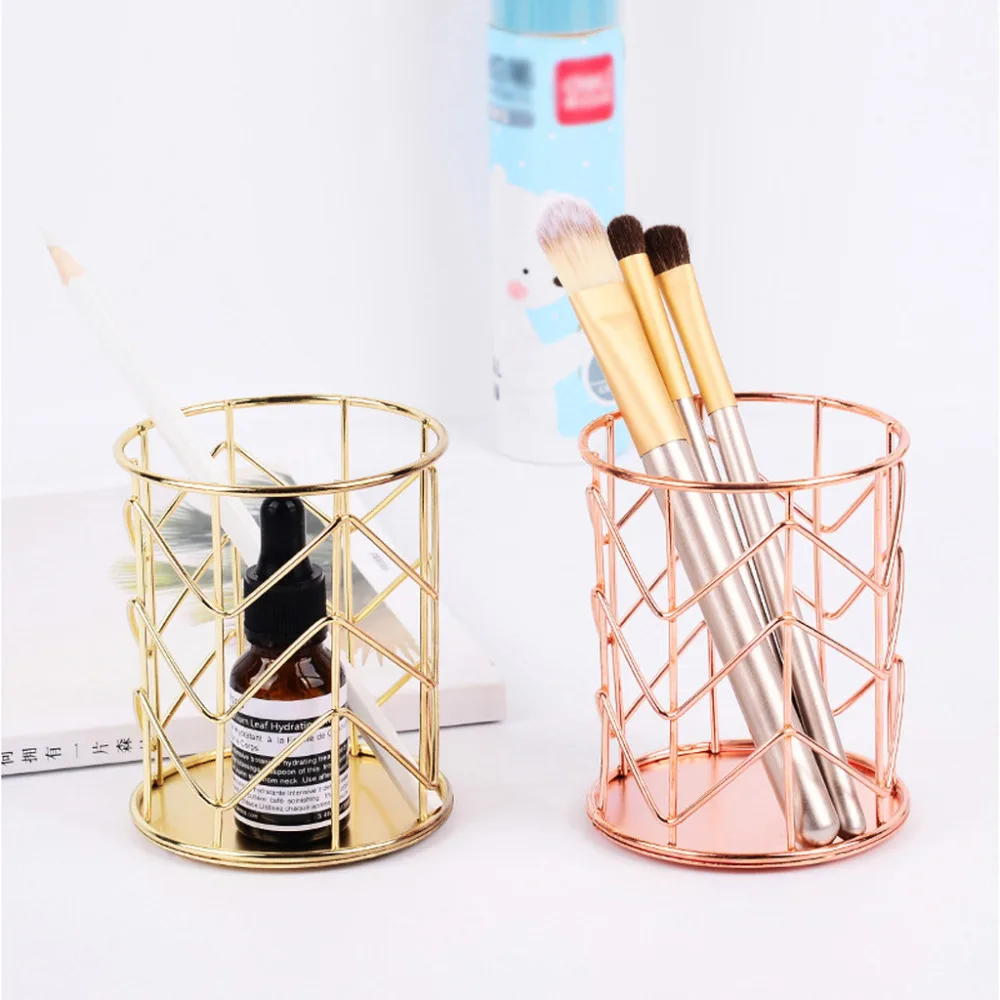 

Round Pen Pencil Holder Office Supplies Desk Organizer Iron Makeup Brush Tube