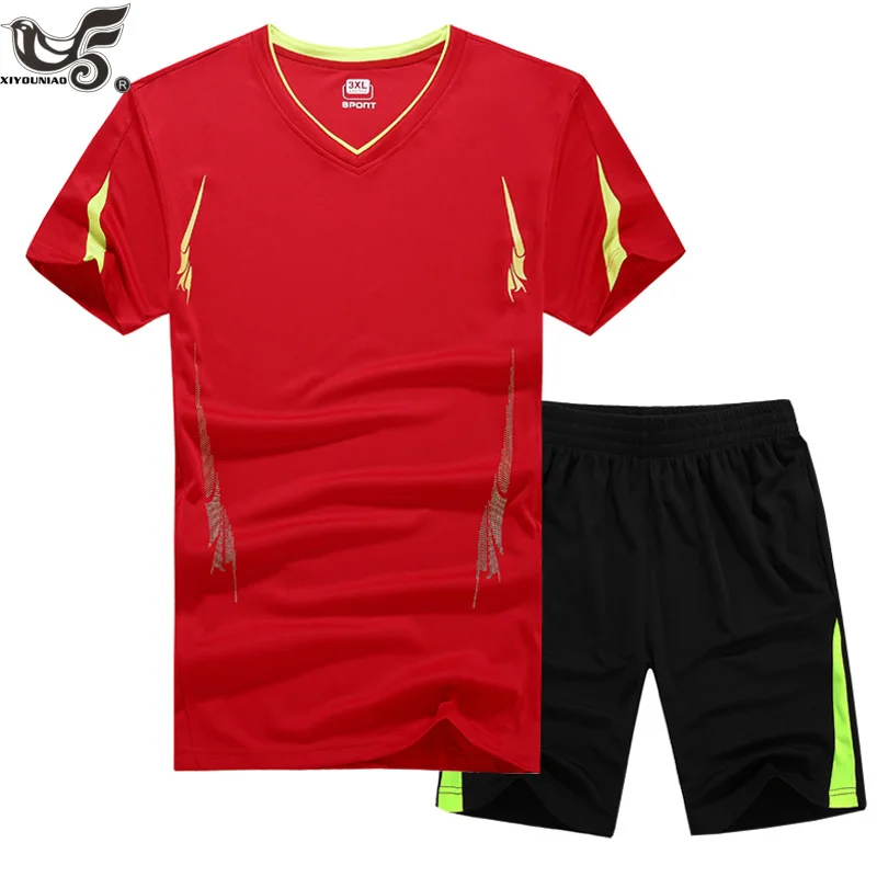 XIYOUNIAO нового размера плюс M~ 8XL, 9XL мужские футболки наборы мужской спортивный костюм летние быстросохнущие футболки Мужская спортивная одежда спортивный костюм
