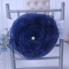 CH091V1 Новое свадебное украшение большая органза темно-синий стул роза цветок с кристаллами